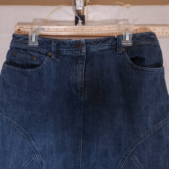Garnet Hill Blue Jean Skirt Womens Size 12 Denim Pockets A-Line Cowboy Core - Picture 4 of 12
